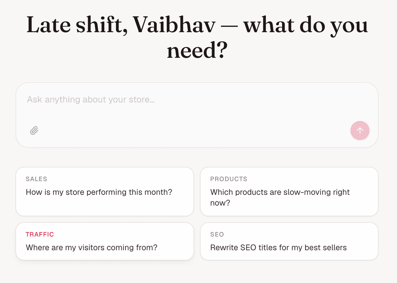 Atom agent — ask anything about your store